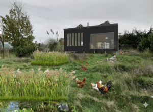 Construction d'une tiny house ossature bois d'environ 50m² habitat léger autonomie - Tubize - Wallonie. Terrain. Architecture raisonnée, ossature bois, écoconstructions extensions, transformations, nouvelles constructions Liège, Wallonie. Architecture durable économique et conviviale. Architecte situé à Liège