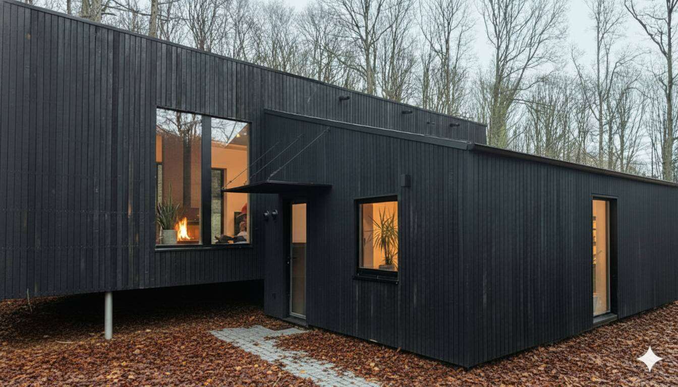 Construction d'une mini-maison en ossature bois, et en bardage bois brulé, habitat léger -Philippeville -Wallonie. fin de chantier. Architecture raisonnée, ossature bois, écoconstructions extensions, transformations, nouvelles constructions Liège, Wallonie. Architecture durable économique et conviviale. Architecte situé à Liège green architecture, life style, minimalisme, slow life, nature